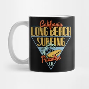 California surfing classic old school paradise waves surfboard Mug